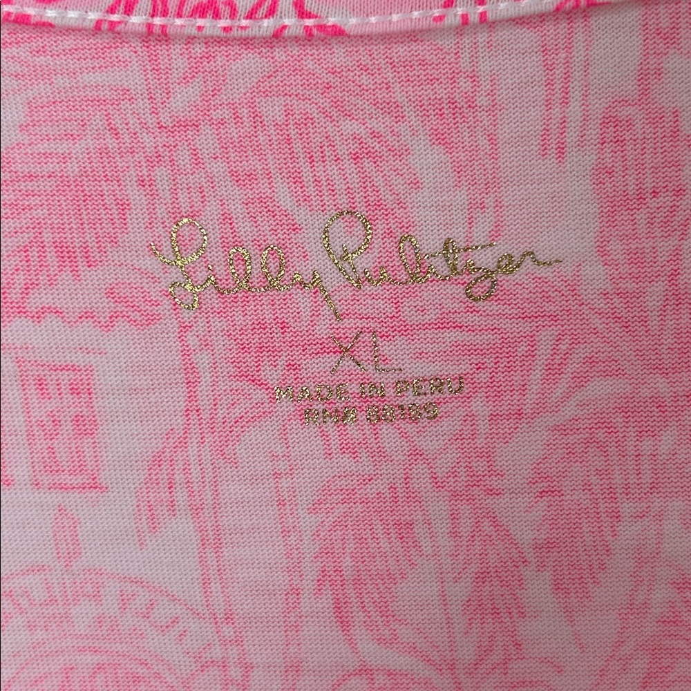 Lilly Pulitzer Pink and White V‑Neck Printed Bell‑Sleeve Dress - Picture 6 of 16